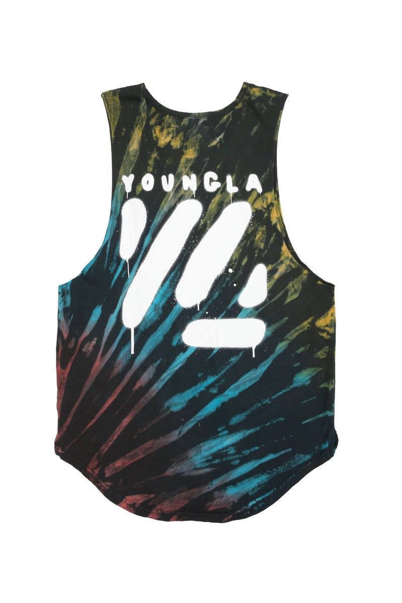 YoungLA 321 Tie Dye Bloc Cut Off Tanks Carnival | 0417926-JD