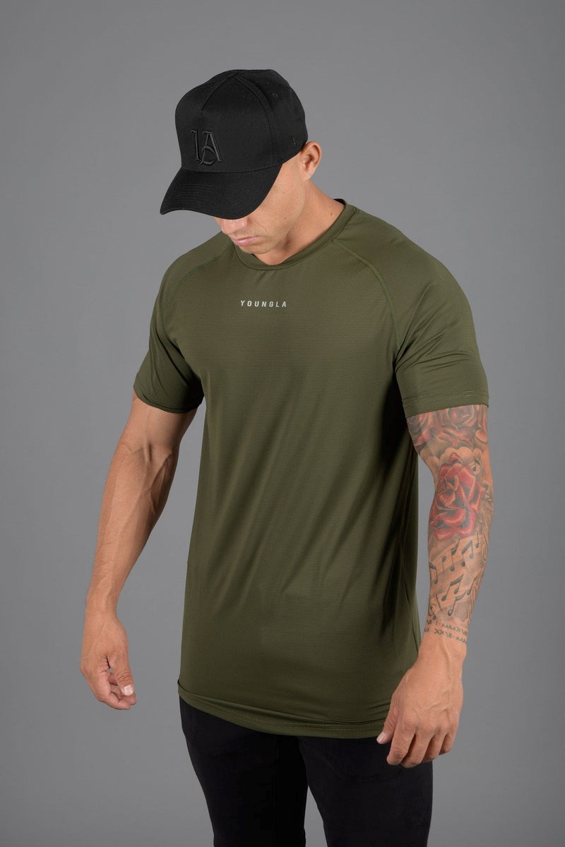 YoungLA 440 Performance Line Kort Sleeve Shirts Olijfgroen | 0365184-IL