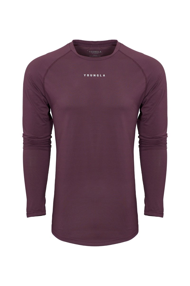 YoungLA 441 Performance Line Longsleeve Shirts Plum | 8246105-EB