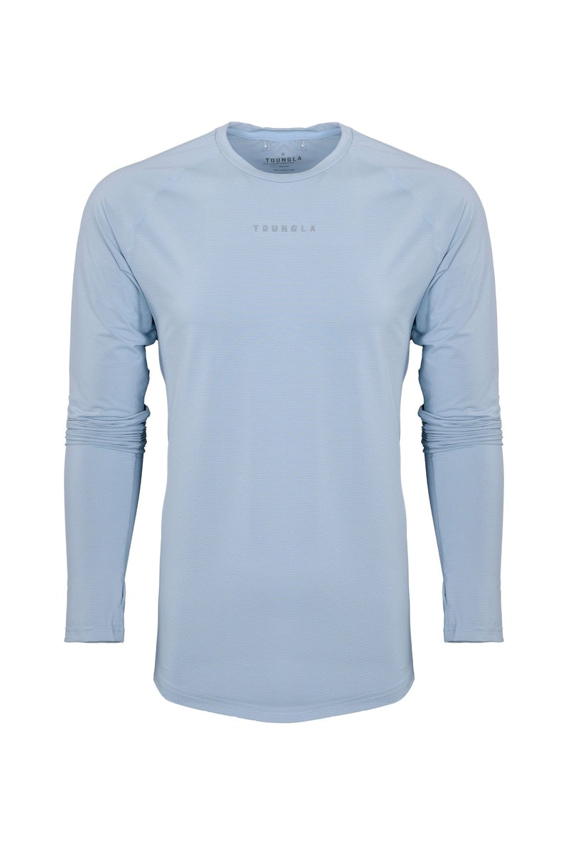 YoungLA 441 Performance Line Longsleeve Shirts Blauw | 9053487-MW