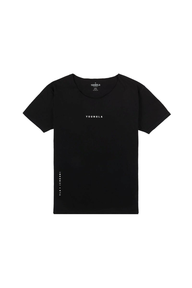 YoungLA 447 Brede neck Raw Cut Tee Zwart | 6914587-YV