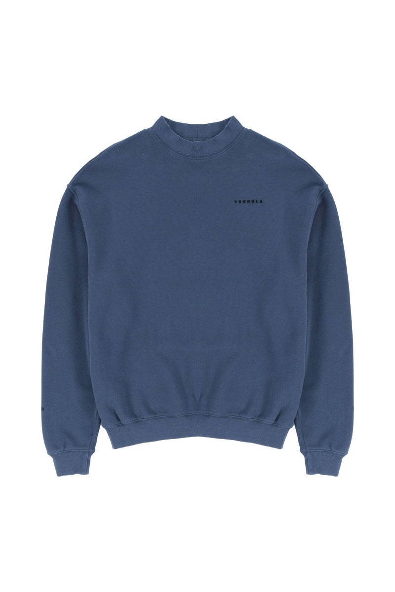 YoungLA 525 Monarch Mock-neck Trui Donkerblauw Lichtturkoois | 8769312-NT