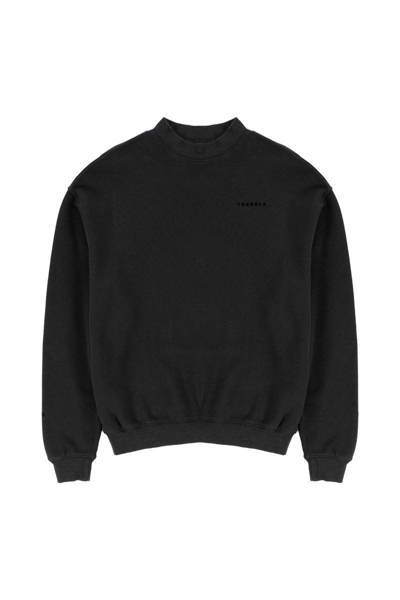 YoungLA 525 Monarch Mock-neck Trui Zwart Lichtturkoois | 4309256-WA
