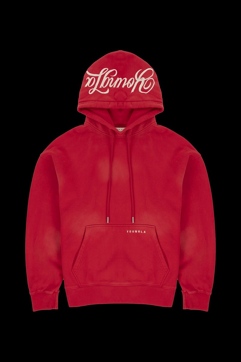 YoungLA 549 Phantom Hoodies Rood Lichtturkoois | 8713206-AL