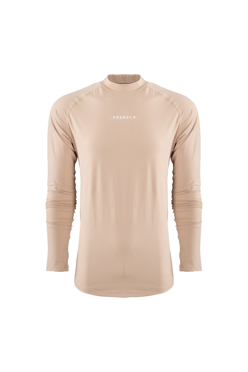 YoungLA 808 High Neck Compression Shirt Beige | 4875360-VB