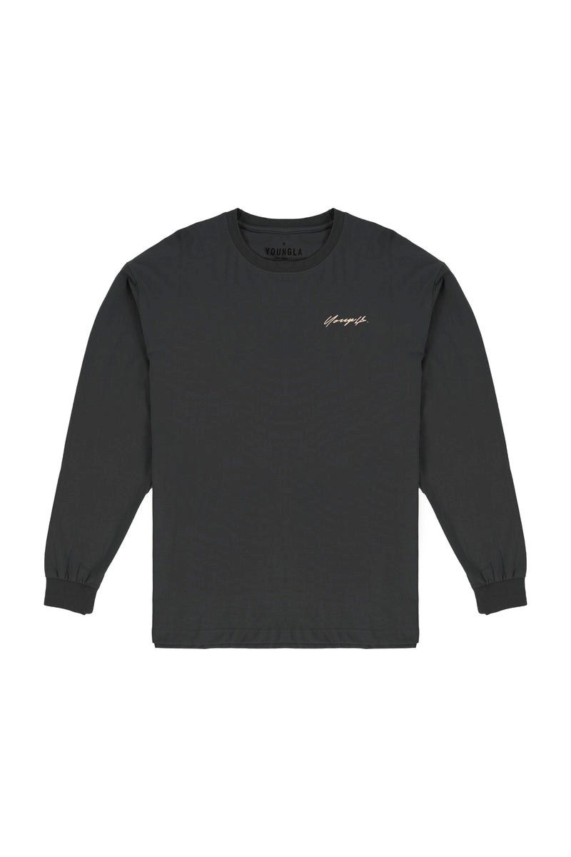 YoungLA 812 Signature Long Sleeves Zwart Lichtturkoois | 4762013-IV