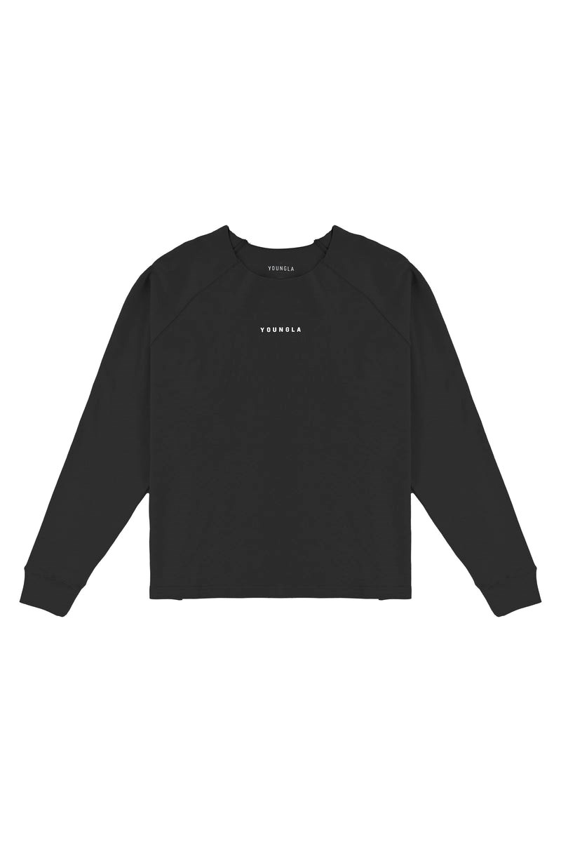YoungLA 815 Raw Neck Cloud Longsleeves Zwart | 9576824-WQ