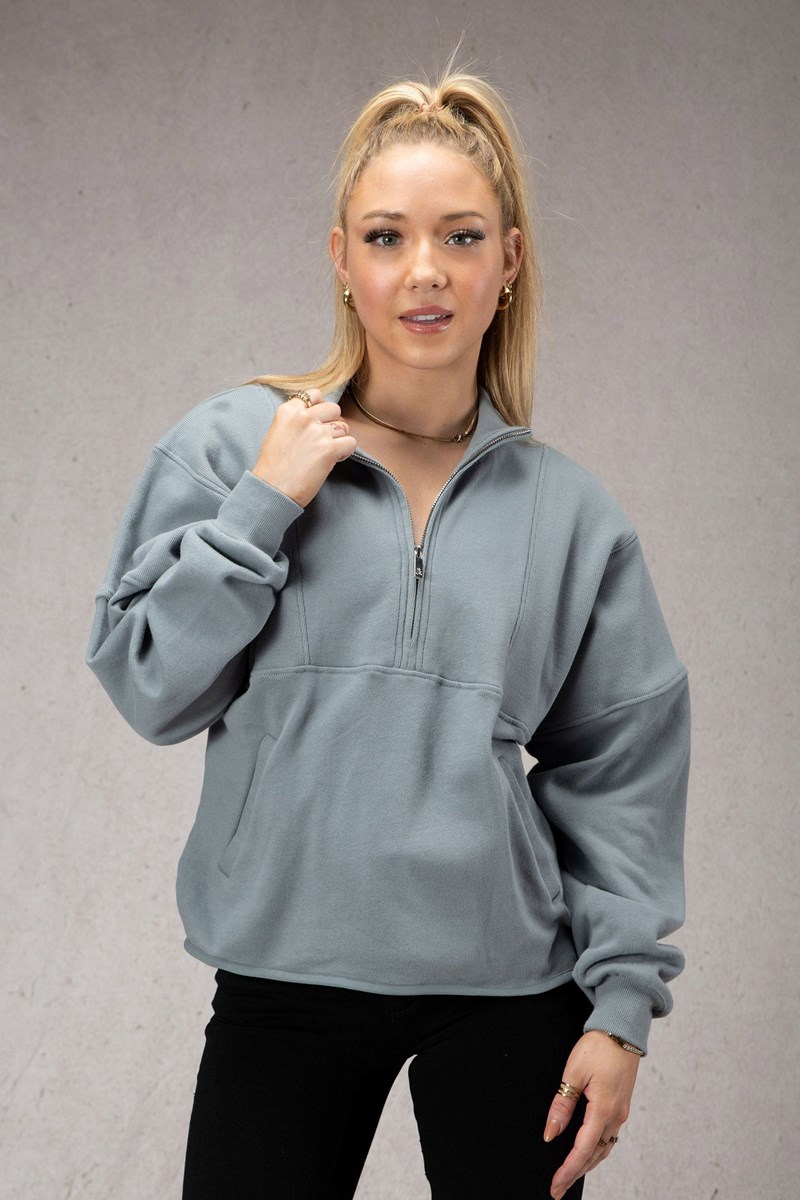 YoungLA W504 Throwback Pullover Slate | 8794106-TK