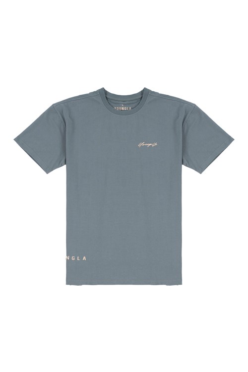 YoungLA 414 Signature Tees Grijs Blauw | 2609583-TG