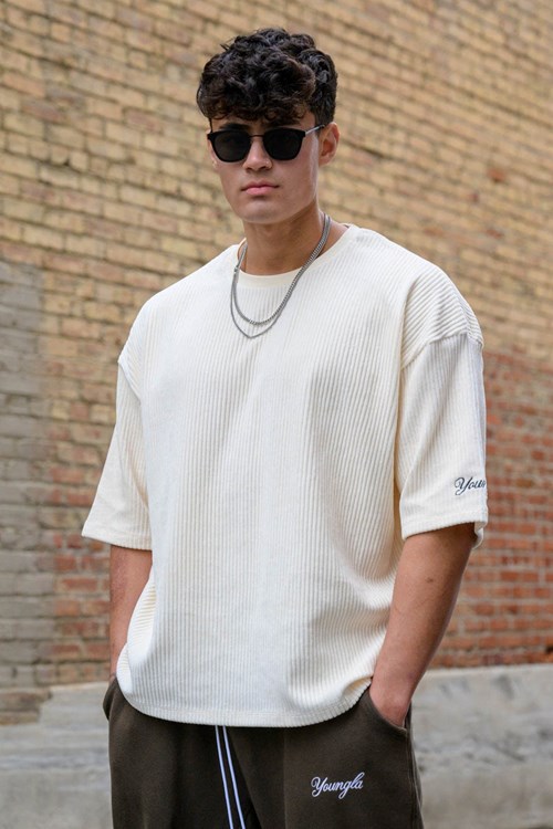 YoungLA 421 Corduroy Supersized Tees Off-White | 4092786-UD