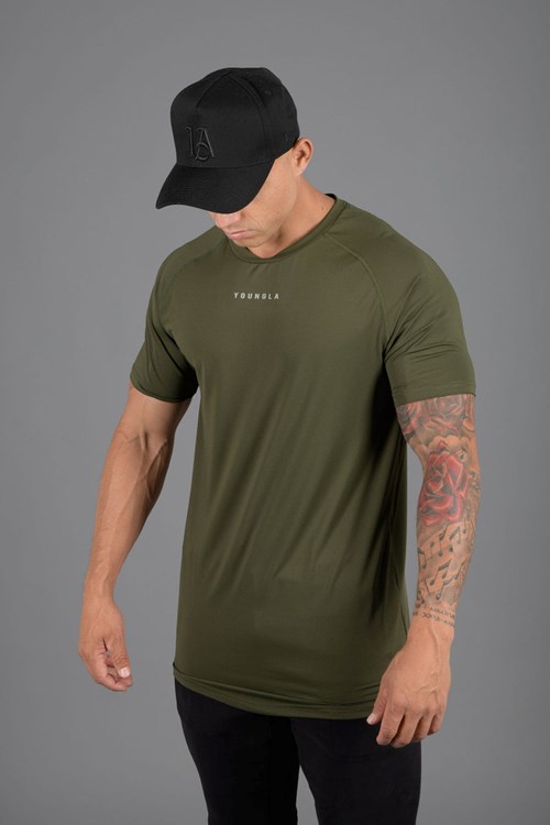 YoungLA 440 Performance Line Kort Sleeve Shirts Olijfgroen | 0365184-IL