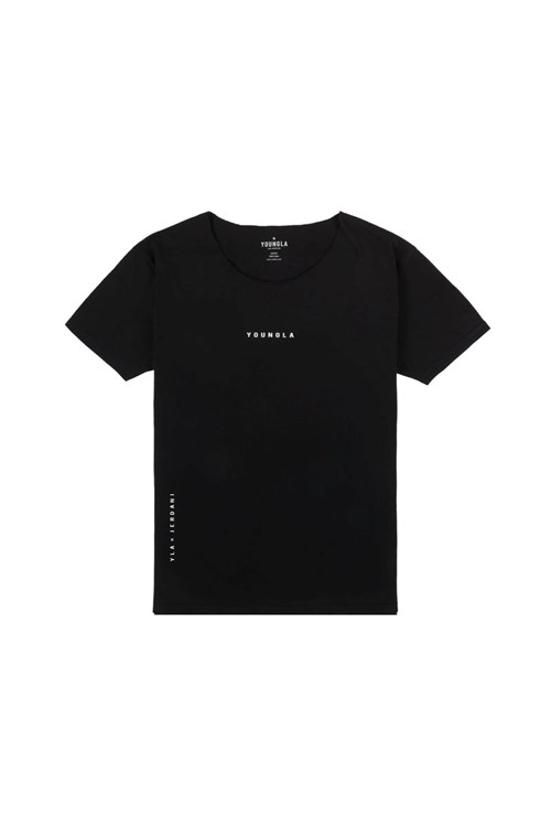 YoungLA 447 Brede neck Raw Cut Tee Zwart | 6914587-YV