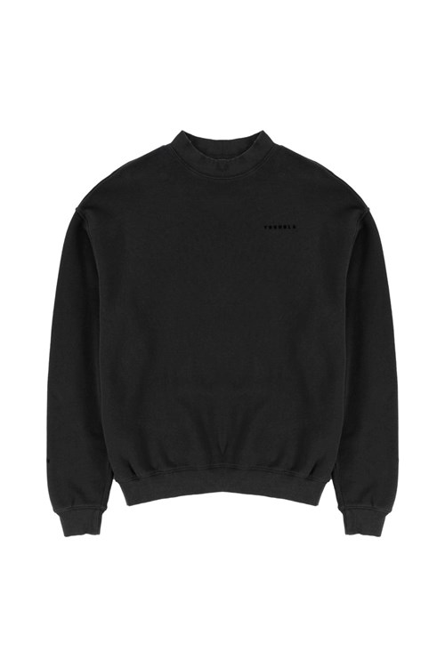 YoungLA 525 Monarch Mock-neck Trui Zwart Lichtturkoois | 4309256-WA