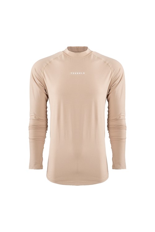 YoungLA 808 High Neck Compression Shirt Beige | 4875360-VB