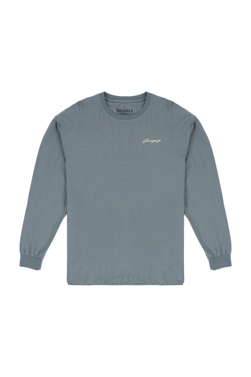 YoungLA 812 Signature Long Sleeves Grijs Blauw | 1586403-YJ