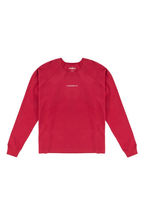 YoungLA 815 Raw Neck Cloud Longsleeves Donkerrood | 9361057-VP